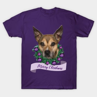 Merry Christmas Pitbull - Purple T-Shirt